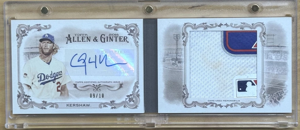 Clayton Kershaw 2016 Topps Allen & Ginter Auto MLB LOGO Game Used Jersey Booklet