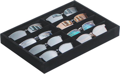 Sunglass Organizer, Black Velvet Glasses Trays, Eyeglasses Watches Jewelry Displ
