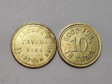George's Tavern 10¢ Trade Token, 23mm Brass - Chicago