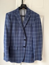 Brooks Brothers Regent Fit Plaid Wool Blend Blazer Blue Gray 40R Two-Button