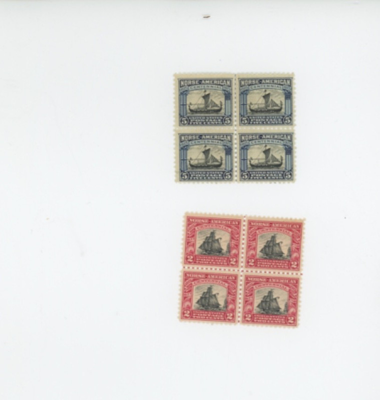 US Stamp  Norse American  #620 2 way centerline 3 mnh  621 1 way 4  MNH  (mga