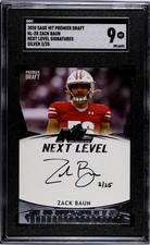 2020 Sage Hit Premier Draft Next Level Silver Autograph Zach Baun 3/25 SGC 9