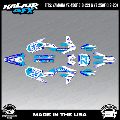 Graphics Kit for Yamaha YZ450F (2018-2022) and YZ250F (2019-23) Evader - Cyan