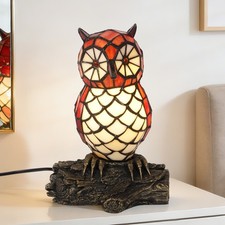 6 Inch Tiffany Owl Desk Lamp, Home Decoration Glass Lamp, Including Light Source