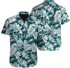 philadelphia team eagle hawaiian shirt, green team apparel, men gift