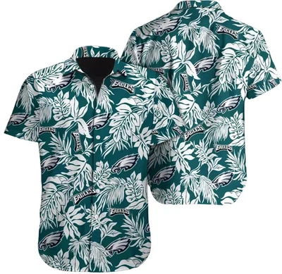 philadelphia team eagle hawaiian shirt, green team apparel, men gift