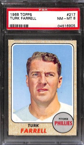 1968 Topps #217 TURK FARRELL PSA 8 NM-MT 04516905