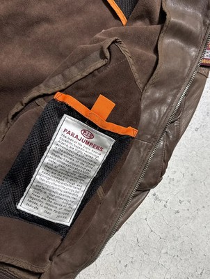 Parajumpers PJS Leather Bomber Jacket Brown Size M Rare | eBay