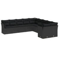 Gartensofa Set Mit Kissen 13-Teilig Poly-Rattan Schwarz
