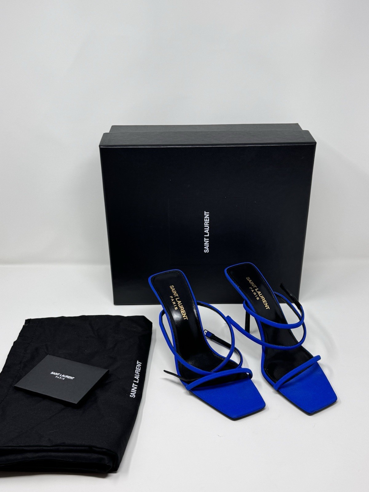 Sandali Saint Laurent taglia 36 (EU) 6(US) Picasso blu tacco con cinturino NUOVI CON SCATOLA