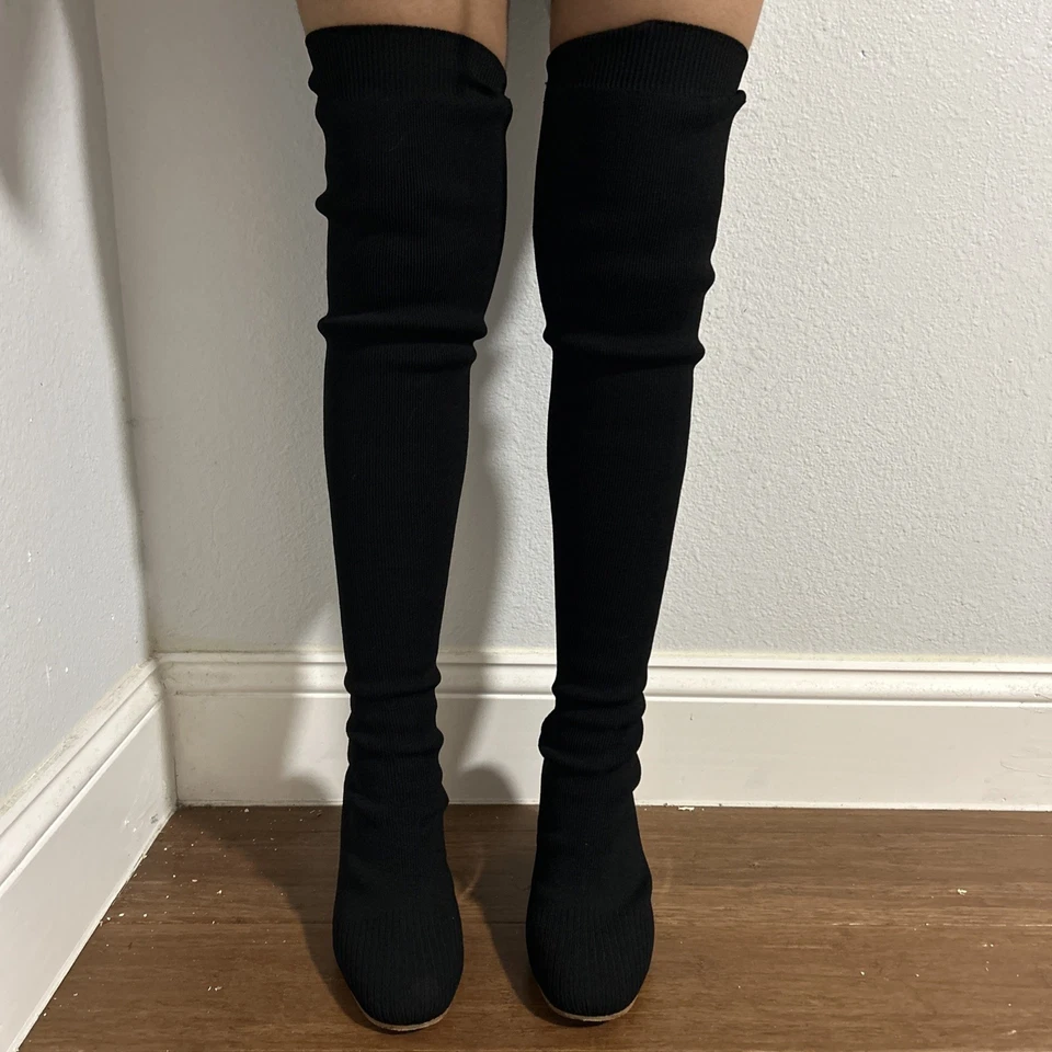 Botas Proenza Schouler para mujer 36,5 negras elásticas tejidas por encima de la rodilla estilo calcetín Foto 2 de 4