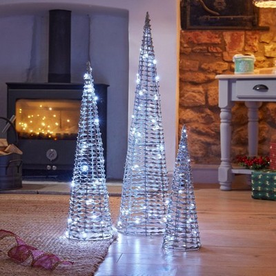 Drei Könige Silber 3er Set Silber Weihnachten Glittertwist Bäume