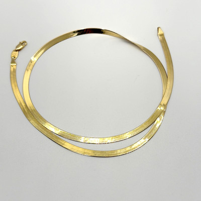 14K massives Gelbgold italienische Fischgrät Halskette 21 Zoll 3,5 mm 7,7 g Italien Karabiner