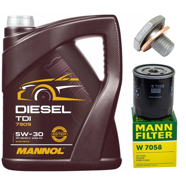 MotoröL Filter Set Mannol 5W-30 5 Liter + Schraube FüR Citroen Xsara Peugeot 307-image