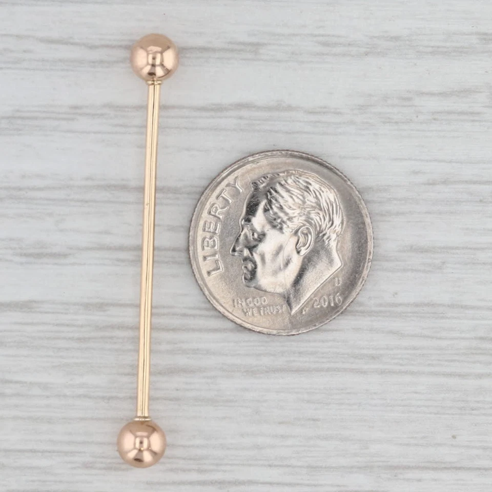 Piercing corporal Barbell ouro rosa amarelo 14k parafuso na extremidade esférica calibre 41,5x1,1 mm 18 - Imagem 4 de 4