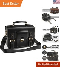 Leather Camera Bag Compact Shoulder Bag for Women, Vintage Sling Case Crossbo...