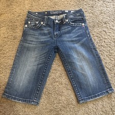 Miss Me Jeans Bermuda Shorts Youth Girls Size 14 11" Inseam Medium Wash