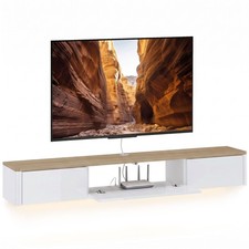 HOMCOM Mobile TV Sospeso Fino a 65" 140x24x20 cm, Bianco e Color Legno