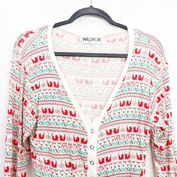 Mameluco Wildfox Navidad Manga Larga Corbata Cintura Isla Justa Suave Talla Pequeña Foto 2 de 4