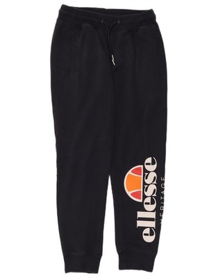 Ellesse Mens Graphic Tracksuit Trousers Joggers Small  Navy Blue Cotton BO15
