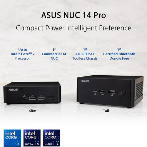 ASUS NUC 14 Pro Tall Barebone Kit in Black - RNUC14RVHI30000UI - Afbeelding 6 van 10