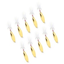 10Pcs Fishing Spoons 1/2oz Fishing Lures Casting Spoon Treble Hooks,Gold