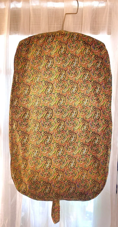 Винтажная сумка для одежды вешалка стойка пейсли шелковистая ткань молния читать - Изображение 3 из 4
