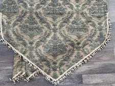 4 Croscill Jacquard Damask Green Gold Ascot Valances Tassels 38” Wide 30” Long