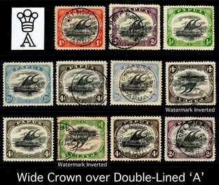 PAPUA: "SMALL PAPUA" 1907 1910: DOUBLE LINED "A" 2 x INVERTED WATERMARK LOVELY
