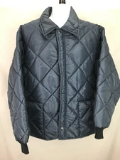 Big Smith Jacket Vintage 2XL U.S.A Made Blue Quilted Insulated Full Zip Snap