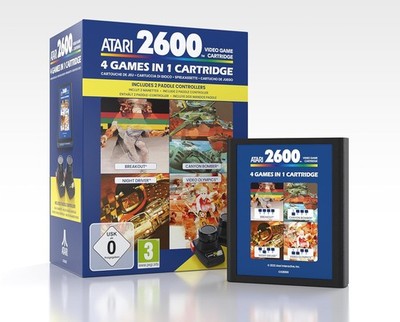 4 in 1 Game Cartridge + Twin Paddle Pack - für Atari 2600+ 2600 7800+ 7800