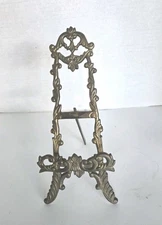 VTG Brass Tabletop Easel Ornate Victorian Small Art Book Display Stand India 