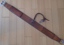 CIRCLE Y 39" x 3" Double Saddle Skirt Leather Back Flank Cinch~ROLLER Buckles