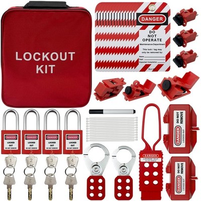Lockout Tagout Kit Electrical Loto - Clamp-On Circuit Breaker Bigger Red 