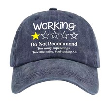 Working 1-Star Do Not Recommend Funny Work Review Washed Baseball Cap