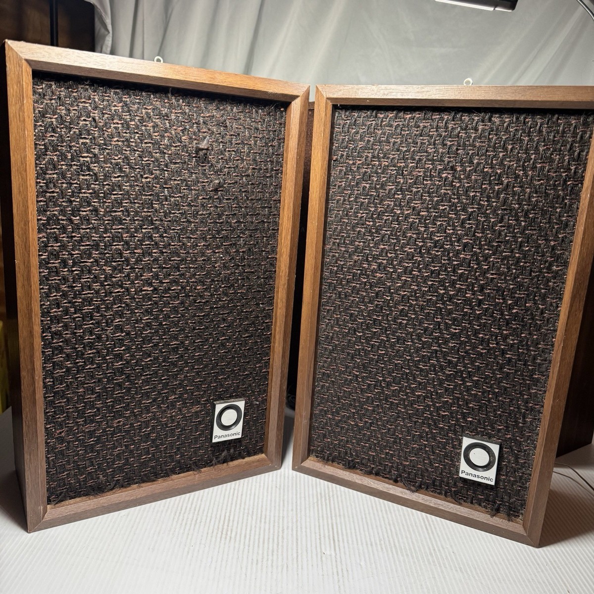 Vintage Panasonic Speakers Veneer Wood 70s Retro Working 16.5
