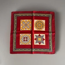 Vintage Marinella Napoli 100% Silk Pocket Square 16”x 16” Made in Italy