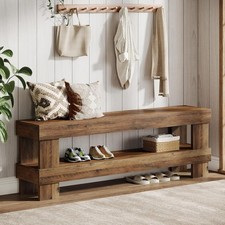 59-Inch Farmhouse Entryway Bench with Storage