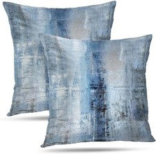 Blue and Grey Abstract Art Artwork Pillow Cover, Gallery Modern Decorative Throw