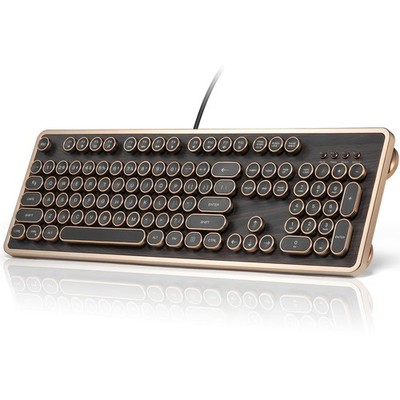 RK104 Mechanical Keyboard, Wired Full-Size 104 Keys with Typewriter Round Key...