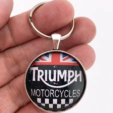 Vintage Triumph Motorcycle Logo Emblem Distressed Sign Reproduction Keychain