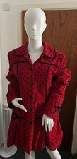 Jawbreaker Corset Waisted Back Red Black Polka Dot Fitted Scallop Hem Coat Xl