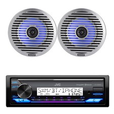 JVC KD-X38MBS Marine Bluetooth Stereo Receiver, 6.5" LED Speakers Pair 