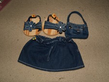 Build a Bear Denim Skirt , Purse  flip flops sandles shoes