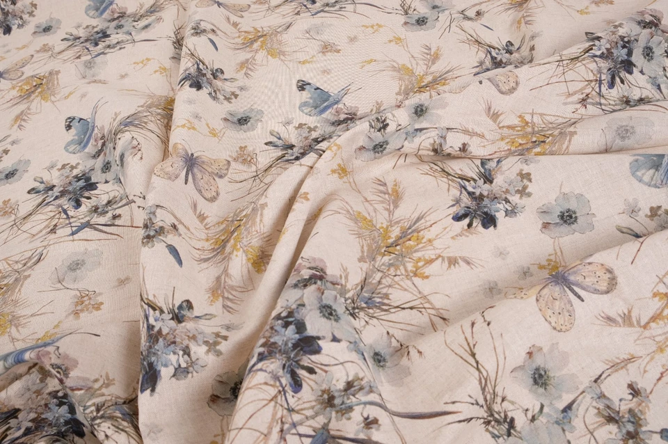 Pure 100% LINEN flower  Soft Fabric 180gsm Flax Clothing fashion floral - Image 3 of 4