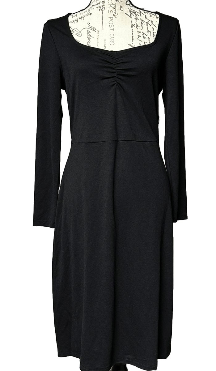 NWT Old Navy Ponte Ruched Long Sleeve Black Dress Size Medium