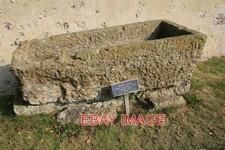 PHOTO  ROMAN STONE COFFIN AT ST PETER'S CHURCH SOBERTON PLAQUE READS ROMAN COFFI