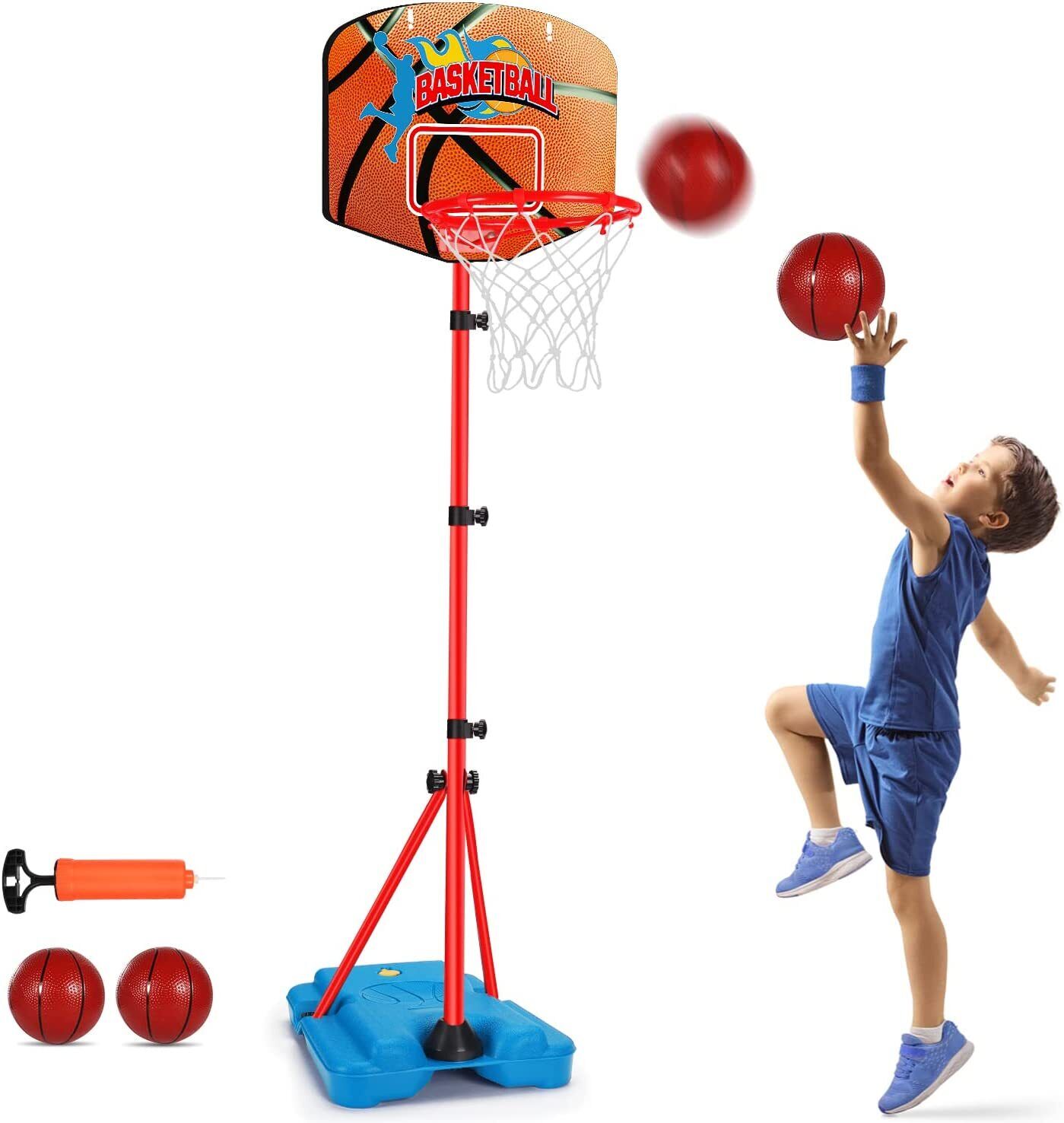 Canasta De Basquetbol Basketball Para Niños Con Bola Incluida Inflador  Calidad | eBay