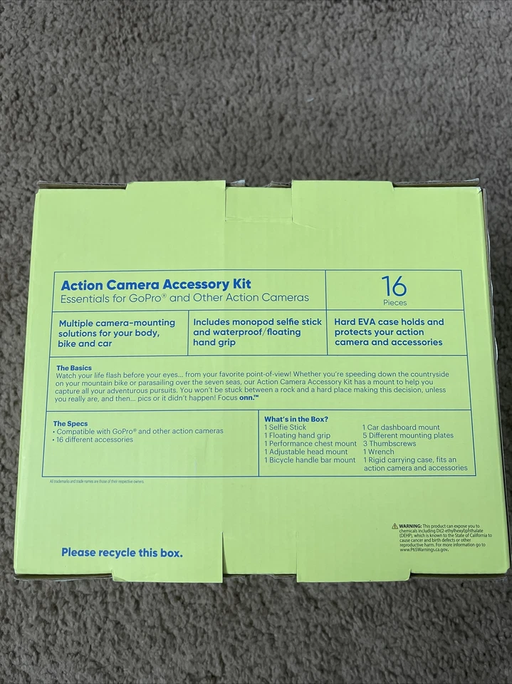 Focus ONN 16 Pieces Action Camera  Accessory Kit. Essential for GoPro And Other - Image 2 of 4