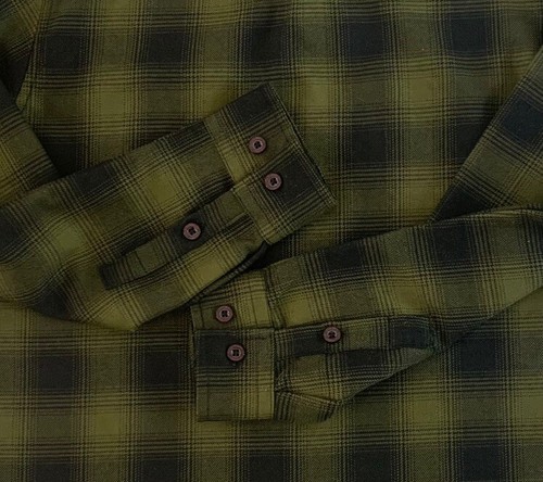 Dixxon Flannel Shirt DFC Youth Size Large Green Black Plaid Snap Grunge Western - Picture 7 of 10